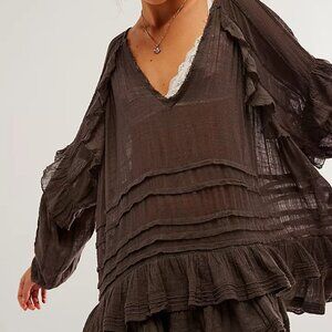 Chic Dark Brown Women's Tunic Top